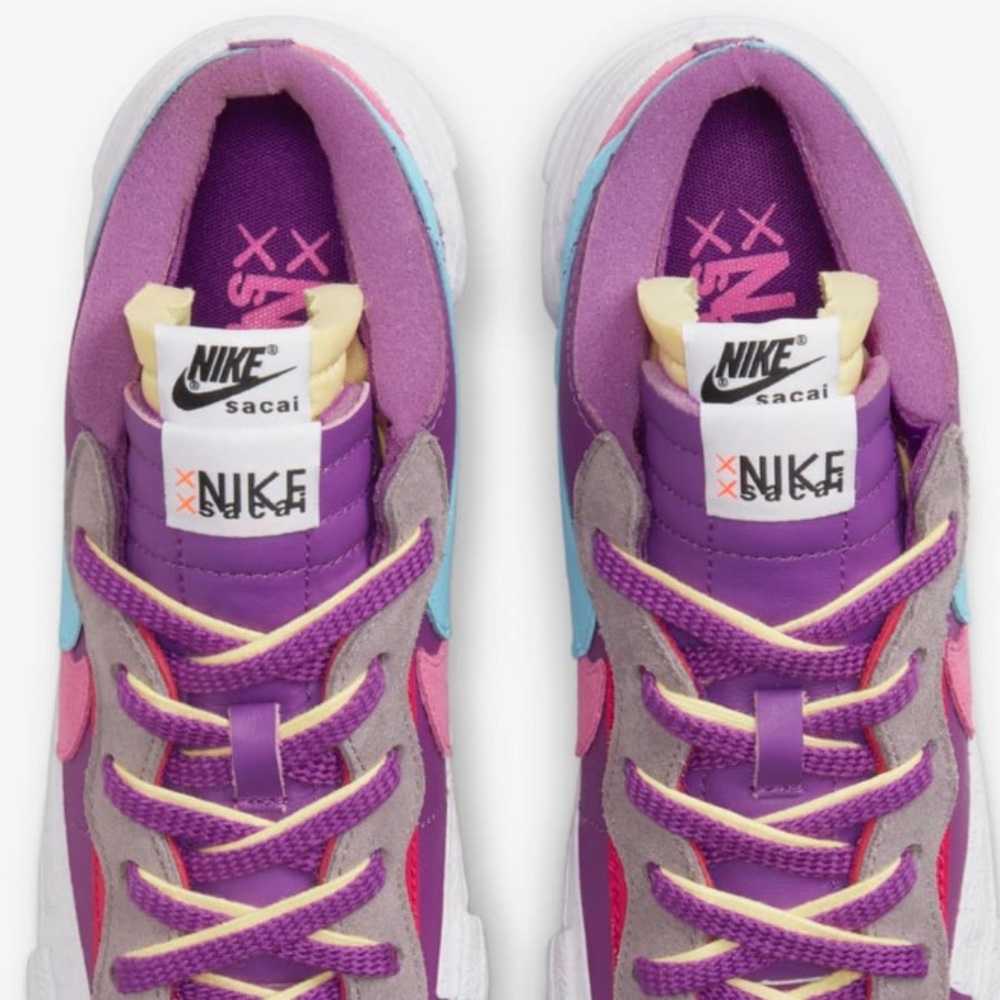 🔥🔥🔥 Like New NIKE SACAI KAWS Blazer Low Purple Dusk Unisex Sneakers 🔥🔥🔥 - Picture 11 of 17